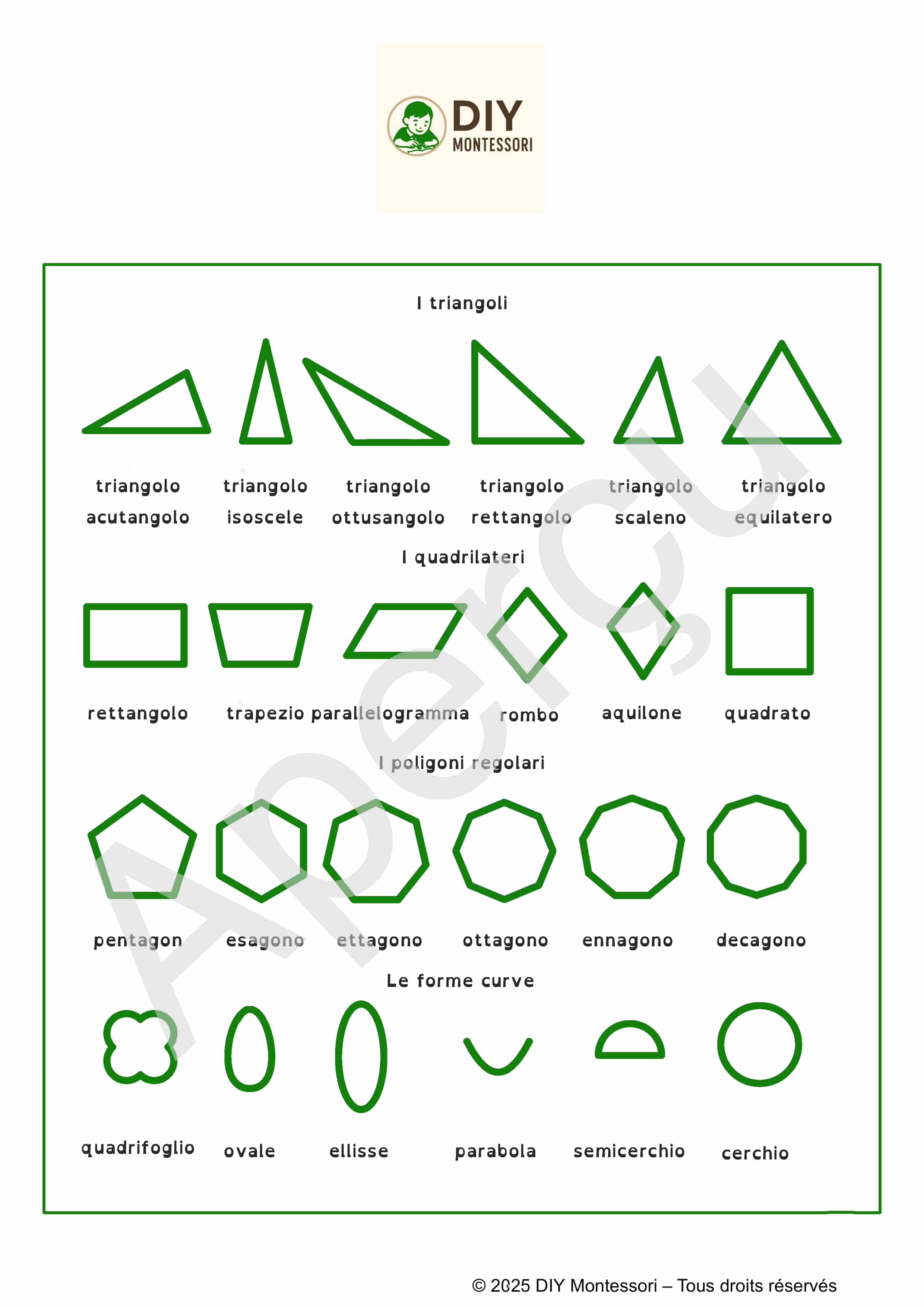 Les formes du cabinet de géométrie DIY Montessori en Italien – Image 2